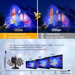 Hd efeitos projetor para halloween e natal decoração, projetor de luz ao ar livre, 2 em 1, com padrão em movimento, luz paisagem - Image 3