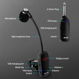 Saxofone microfone receptor e amplificador, Instrumentos sem fio, gravação profissional, desempenho ao ar livre, 1pc - Image 6