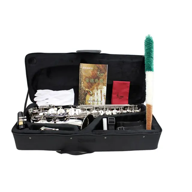 Saxofone Alto SLADE-Eb com Case e Acessórios Completo em E Flat com Corpo de Latão e Concha Branca Decorada