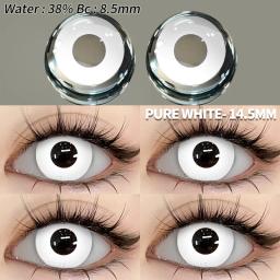 AMARA 2pcs Cosplay Lentes de Contato Coloridas Lentes de Contato Branco Louco Anime Lentes de Olho Preto Halloween Beleza Lente de Maquiagem - Image 2