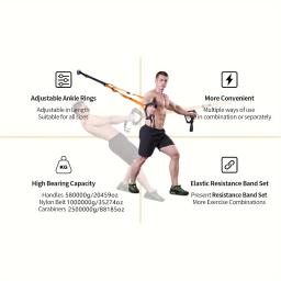 Correias de treinamento de resistência peso corporal, kit completo para treinamento de corpo inteiro, com âncora de porta e extensores - Image 3