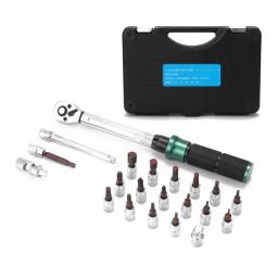 1/4 '' Drive 2-24N.m Conjunto de chave de torque de escala dupla precisa MTB Bike Socket Wrench Kit de caixa de ferramentas de reparo de catraca de bicicleta e motocicleta - Image 2