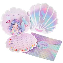 Convites do aniversário da sereia para meninas, fontes peroladas 3d do partido para as decorações do oceano do mar - Image 1