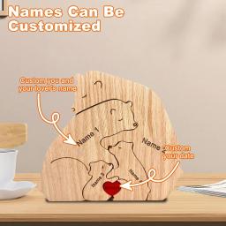 Enfeites De Madeira Personalizados Para Pintar O Tema Da Família Do Urso Quebra-cabeça, DIY, Gravura Livre, Nome Puzzles, Decoração De Casa, Presente Personalizado - Image 1