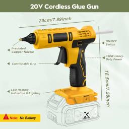 Pistola de cola quente portátil elétrica sem fio, Reparar ferramenta DIY, soldagem a quente, bocal anti-escaldante com 10 varas para Dewalt - Image 2