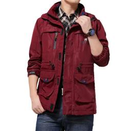 Jaqueta masculina de alpinismo de comprimento médio, corta-vento, fina, à prova de vento, impermeável, bolso grande, primavera, outono - Image 5