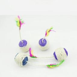 Brinquedo interativo para gato de estimação, sisal coçando bola, bola de treinamento, gatinho suprimentos, jogo engraçado, pena, acessórios - Image 2