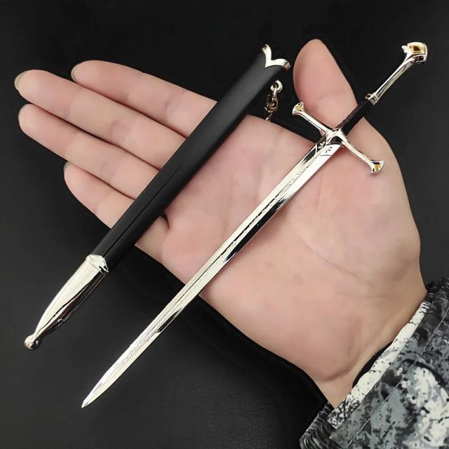 Espada Brilhante Narthil de Aragorn - Arma Medieval do Senhor dos Anéis, 22cm, com Enfeites e Chaveiro para Presente
