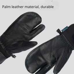 Luvas duráveis de três dedos para homens e mulheres, pele de carneiro espessa, à prova de vento, impermeável, ciclismo, inverno - Image 6