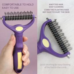 Double-Sided Undercoat Rake Comb para cão e gato, Pet Deshedding escova, Dematting Tool, Grooming e Dematting - Image 4