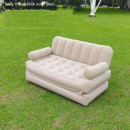Sofá-cama preguiçoso inflável ao ar livre, bomba elétrica Inflation, colchão de ar dobrável para acampar - Image 1