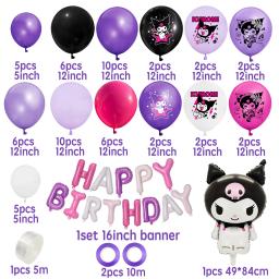 Balões temáticos Kawaii Kuromi para crianças, Balão de feliz aniversário, Kit Arco, Decoração de festa, Baby Shower - Image 6