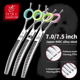 Fenice Professional Dog Grooming Shears, Curvo Diluindo Tesoura para Rosto e Corpo do Cão, de Alta Qualidade, JP 440C, 7.0 7.5" - Image 1