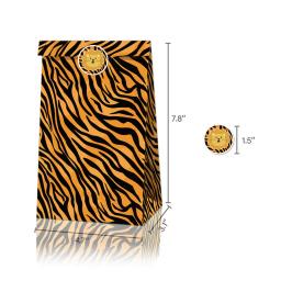Selva Animal Tema Kraft Paper Bags para Crianças, Doces e Cookies Embalagem de Presente, Boy's Safari Birthday Supplies, Party Supplies, 12Pcs - Image 5