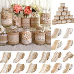 Natural Juta Serapilheira Lace Ribbon Roll Com Laço Branco Rústico Vintage Wedding Decoração Tecido Fitas para Artesanato Wedding Bow - Image 4