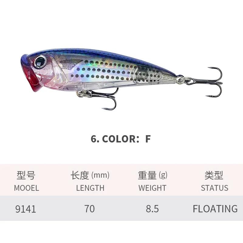 Bent boca isca para pesca marítima, de água doce falsa isca, isca dura, flutuante onda de água, escalada e estrada asiática, 70mm, 8,5g - Image 1