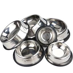 6 tamanho de aço inoxidável tigela do cão para o prato de água tigela de comida do cão pet filhote de cachorro gato pet tigela alimentador de alimentação bacia de água do cão para cães gatos - Image 6