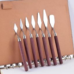 Aço inoxidável arte raspador, pintura a óleo textura faca, paleta ferramenta, pintura cor mistura pá, artesanato artista kit, 7pcs - Image 1