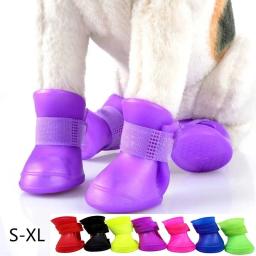 Rainshoe de borracha antiderrapante impermeável para animais de estimação, botas de tornozelo para cães pequenos, médios e grandes, gatos sapatos ao ar livre, acessórios para animais, 4pcs - Image 6