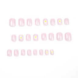 Margarida flor teste padrão wearable unha arte brilhante luz roxo adorável unhas falsas destacável terminado unhas falsas imprensa em unhas - Image 3