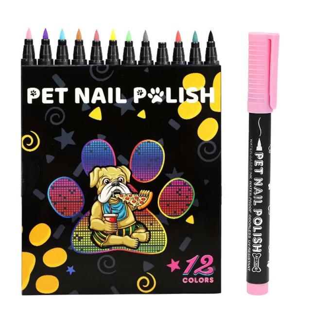 Conjunto de Canetas para Unhas de Cão com 12 Cores - DIY para Unhas Bonitas e Ideias de Presentes Perfeitos para Animais de Estimação
