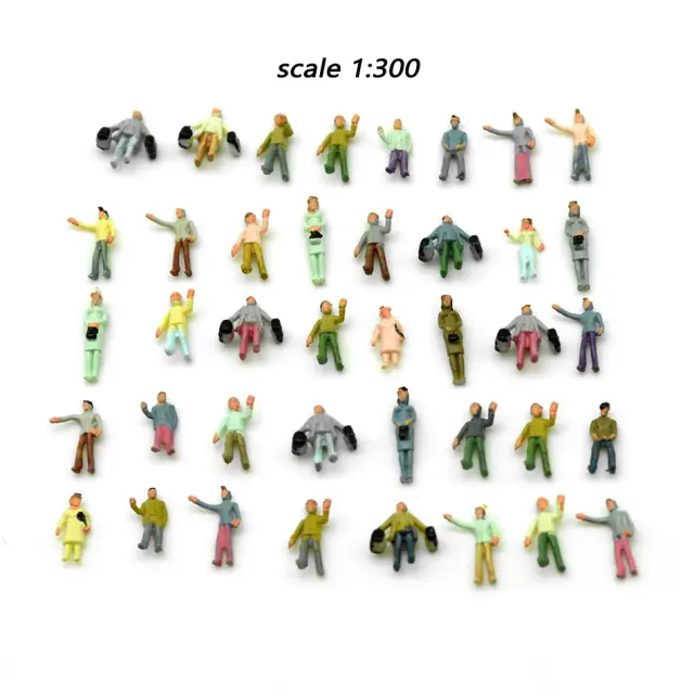 Miniaturas Pintadas em Escala 1:100 para Dioramas e Cenários de Estações de Trem - Kit com 25 Figuras para Montagem DIY