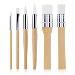 Pincéis De Tinta De Madeira Set para Artista, Kit De Pintura Acrílica, Tela De Aquarela De Óleo, DIY Artes Artesanato Suprimentos, 6Pcs - Image 1