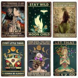 Sinais de lata retrô com citações inspiradas, Wall Art, Vintage Home Decor, Room Garden , Hippie Girl Poster, Be Kind to Your Mind - Image 1