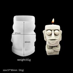 Moai pedra homem vela molde de silicone forma gesso escultura arte aromaterapia gesso casa decoração molde presente casamento artesanal - Image 6