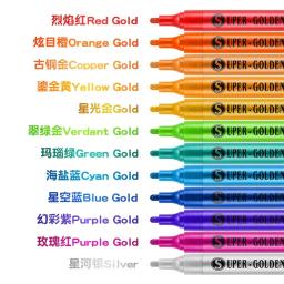 GuangNa Conjunto de canetas marcadoras metálicas, 12 cores, 0,7 mm / 2,3 mm, acrílico, rotulador permanente, à prova d'água, marcadores de grafite, caneta de pintura, arte sup - Image 1