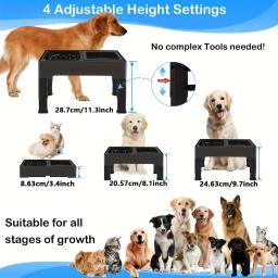 Double Stainless Stand Pet Feeding Dish Elevated Dog Bowls Altura ajustável Big Dog Food Water Feeders para cães - Image 2