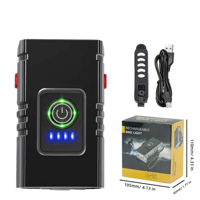 Luz LED USB Recarregável para Bicicleta com Power Display - Farol Impermeável e Acessórios de Ciclismo
