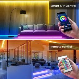 Fita LED com controle remoto infravermelho, fita de lâmpada flexível para casa, decoração de festa, luz de fundo de TV, Bluetooth inteligente, USB, RGB, 5050, 5V - Image 2