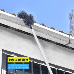 Escova de limpeza de calha telescópica Removendo detritos de folhas Ângulo ajustável para áreas de difícil acesso, Guard Cleaning Tools - Image 3