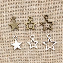 100 pçs pequenos encantos estrela pingente bronze antigo cor de prata liga de zinco DIY acessórios para fazer jóias para colar pulseira - Image 4