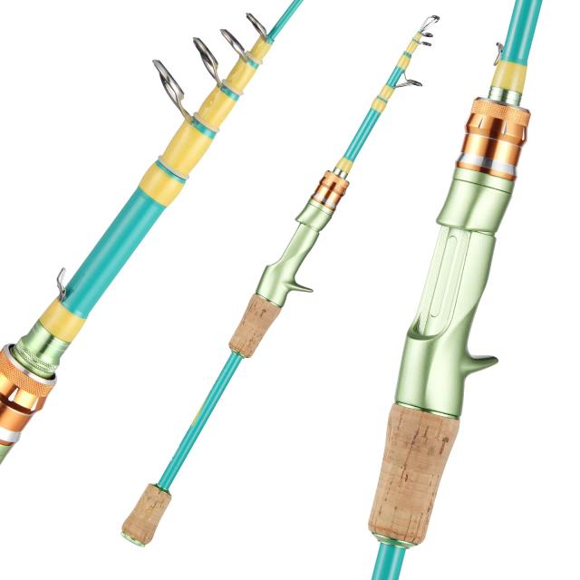 HAUT TON MC Vara de pesca telescópica Fibra de Carbono Leve Portátil 1.8M/2.1M