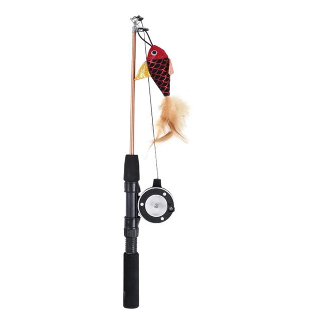 Peixe Interativo Retrátil para Gatos - Vara de Pesca com Design Realista e Brinquedo para Mastigar