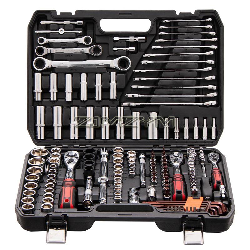 Mecânico Ferramenta Soquete Set com Case, Chave de catraca, 72 Dente, 1/2 ", 1/4", 3/8 "Drive, 150 Pcs - Image 1