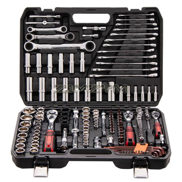 Conjunto de Ferramentas de Mecânica com Estojo - Chave de Catraca 72 Dentes, Drives de 1/2", 1/4" e 3/8", 150 Peças