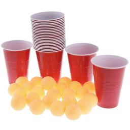 Jogo de cerveja Pong, 24 Copos Vermelhos, Bolas de Pong Amarelo para Natal, Feriado ou Festa Universitária - Image 5