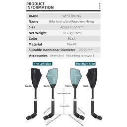 Bicicleta OCIDENTAL-Espelho Anti-Reflexo Bicicleta, Vista à Prova de Explosão, Ampla Gama, Visão Traseira, Espelho Retrovisor, 360 Graus de Rotação Bike Tools - Image 6