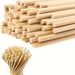 Cavilha Varas para Projetos Artesanato, Varas De Madeira De Bambu, Cavilha Rod, Artesanato, 50Pcs - Image 5