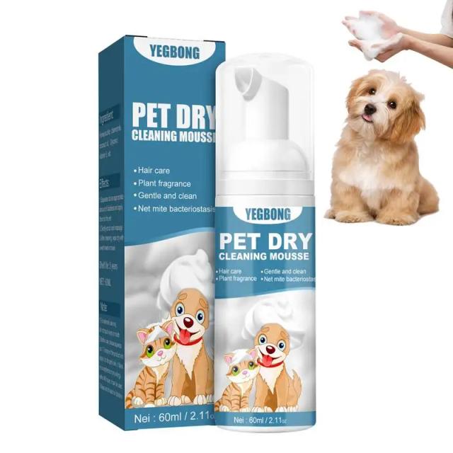 Shampoo Seco para Gatos e Cães: Limpeza Eficiente, Fortalecimento e Removedor de Odor Sem Enxágue