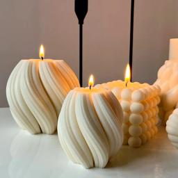 3d girando pilar vela molde de silicone onda geométrica vela cera molde diy arte abstrata sabão resina gesso molde casa artesanato decoração - Image 1