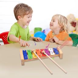 Instrumentos musicais Brinquedos com bolsa para crianças, instrumentos coloridos de percussão de madeira, presentes para educação infantil, 13 peças - Image 4