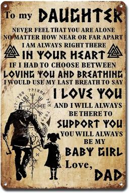 Viking para minha filha Metal sinal, amor DadDad sinal, presente para o pai, 8x12" - Image 1