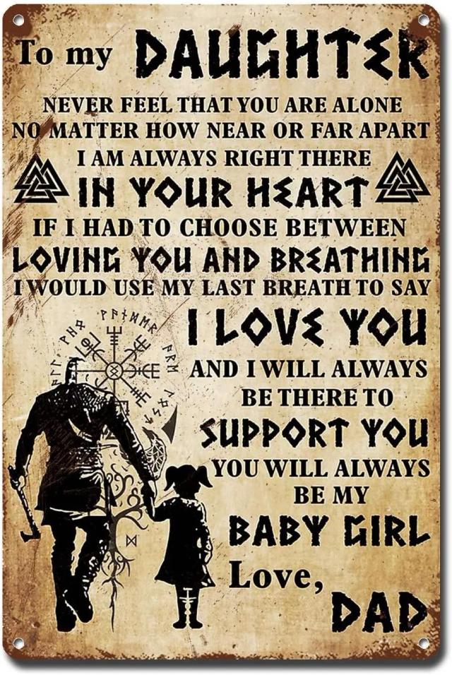 Presente Especial: Placa Metal Viking para Minha Filha - Amor de Pai 8x12