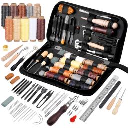 Kraball ferramentas de trabalho de artesanato de couro, kit de costura, conjunto de reparo com fio encerado, ranhurador, furador para profissionais iniciantes - Image 1
