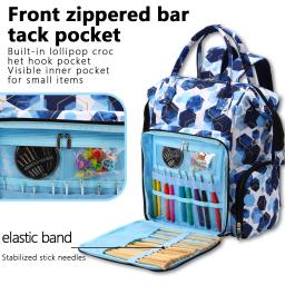 Oxford Cloth Yarn Storage Bag Crochet Hooks Bag impermeável Mochila de cor azul Acessórios para ferramentas de costura Presente, quente, 600D - Image 3