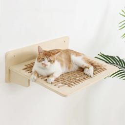Rede Montada Na Parede para Grandes Gatos ou Gatinho, Prateleiras De Madeira, Corda De Sisal, Poleiros De Parede, Móveis De Cama, Saltando - Image 2